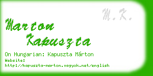 marton kapuszta business card